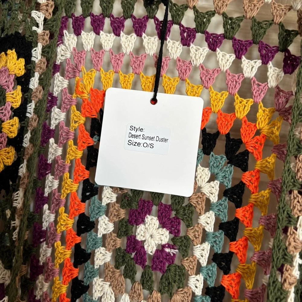 Jaded Gypsy Desert Sunset Duster Multicolor Crochet Cardigan Boho Bohemian Bold